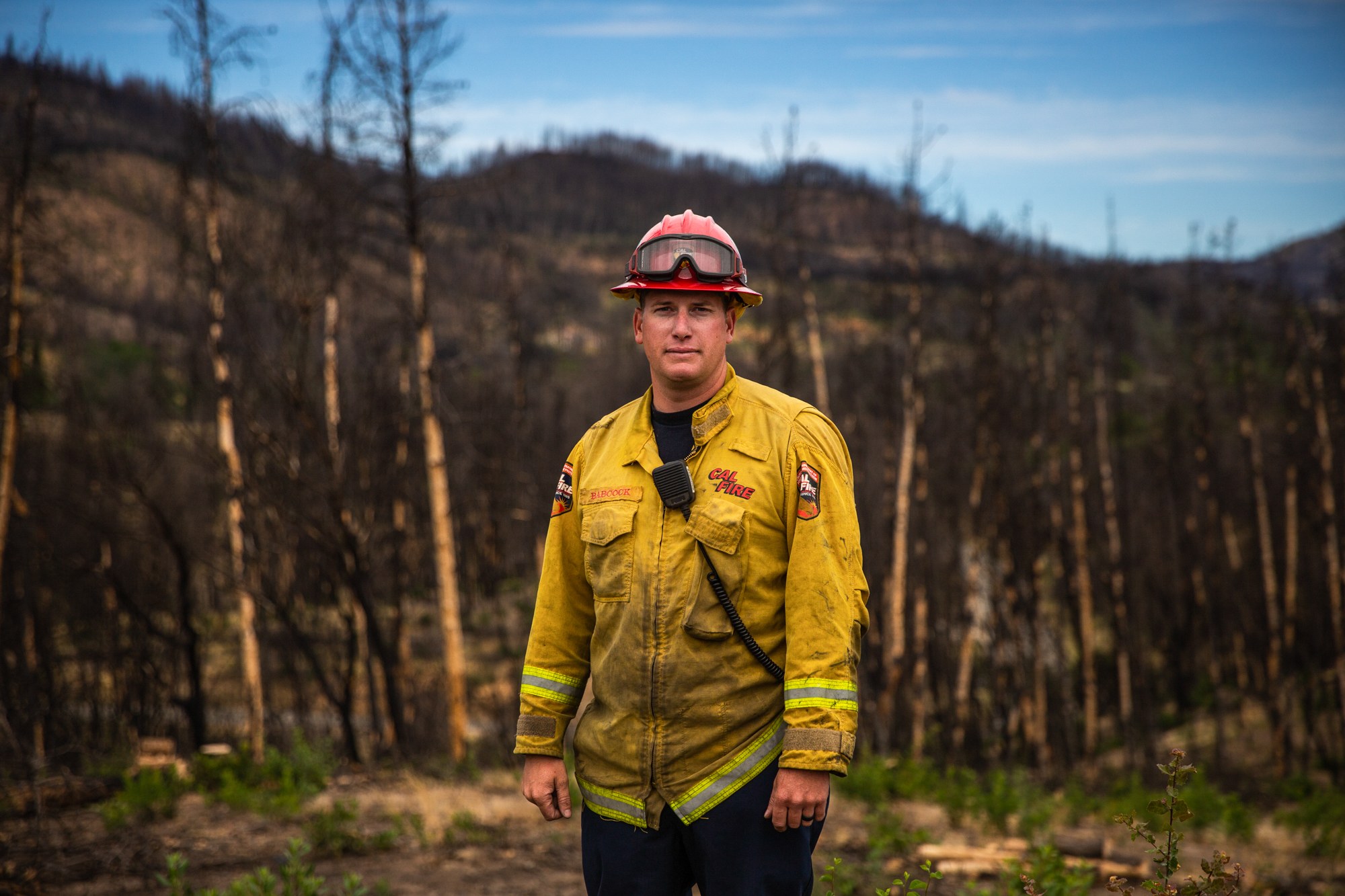 Greg Babcock - Capt. Greg Babcock leads 26 members of Cal Fire and the California National Guard as they clear areas that burned in the 2018 Carr Fire near Redding, California, hoping to eliminate potential fuel for a future fire. “As years progress, (fire) seasons have been getting longer,” he said. “It seems lately in the last few years, fires have been more devastating.” (Anton L. Delgado/News21)